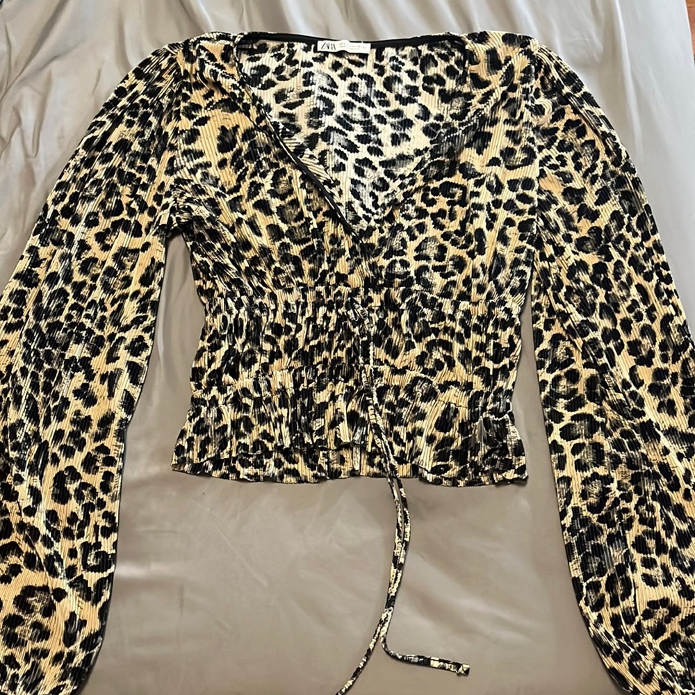 cheetah zara blouse